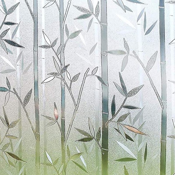 Bambu ikkunakalvo, yksityisyyttä suojaava ikkunakalvo, läpinäkymätön liimakalvo, 3D itseliimautuva koristeellinen staattinen UV-kestävä kalvo kylpyhuoneeseen, makuuhuoneeseen, keittiöön 45 x 200 cm