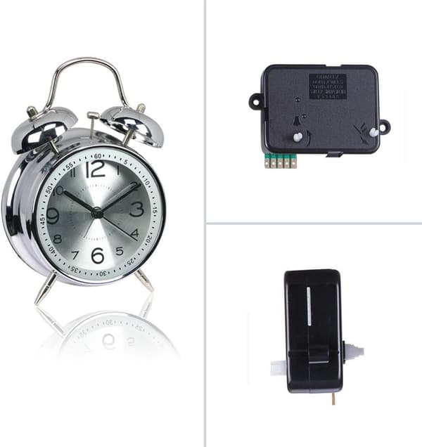 4\" Metallisk Dubbelklocka Väckarklocka Sängbord Enkel Inställning Hög Batteri