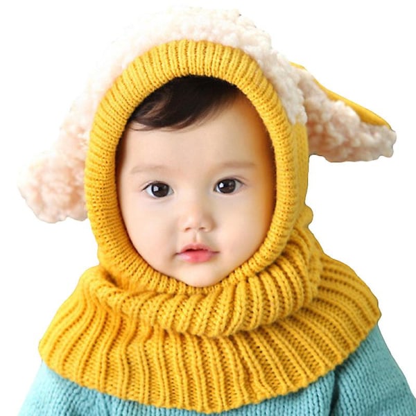 Baby Warm Knitted Hat Sheep Neck Warmer Hood Hat Toddler Cute