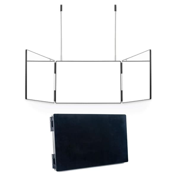 1 stk sort LED 3-sidet foldbar makeup-spejl med lys, dæmpbar