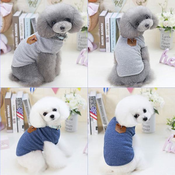 2 stk. minimalistiske T-shirts til hunde, tøj til katte, blå