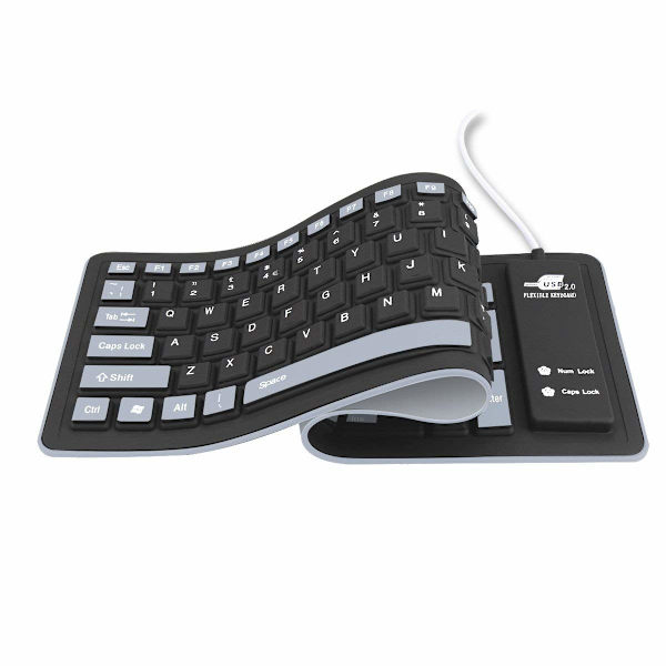 1 foldbart bærbart blødt silikonetastatur