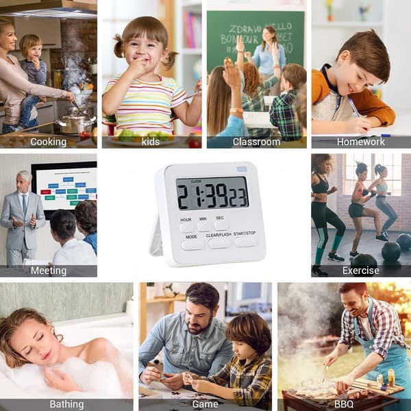 1 stk Timer, Kjøkken Timer Digital Timer med Stoppklokke og