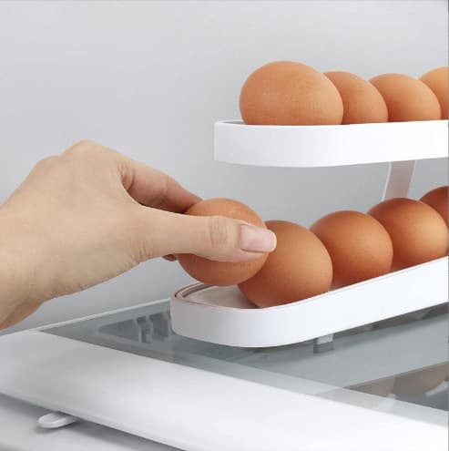 1-pack Kylskåpsägg Rullande Förvaringsställ Rullande Ägg