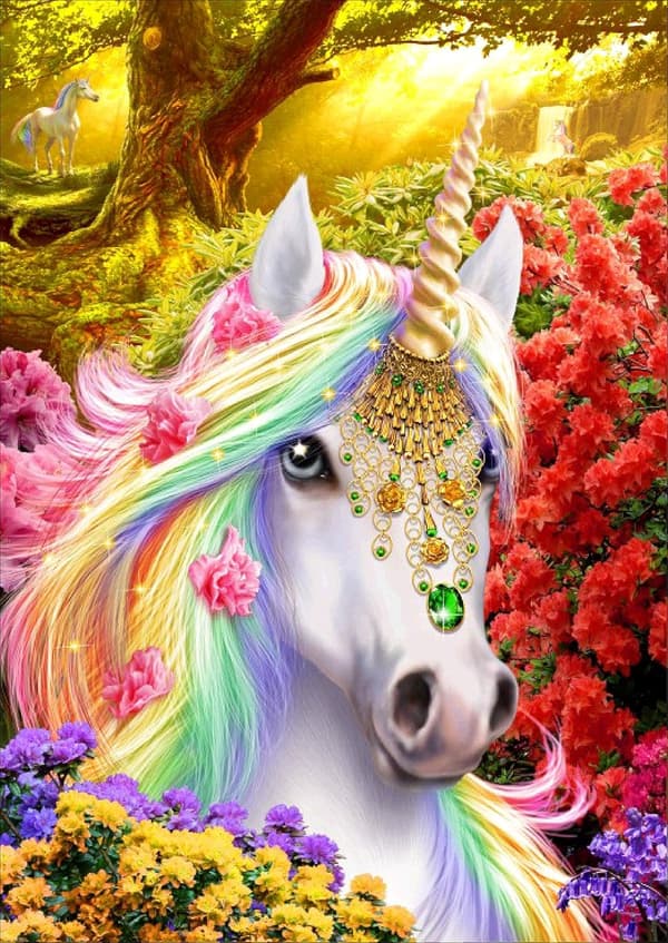 5D DIY Diamantbroderisett Diamantmaleri Unicorn Diamant