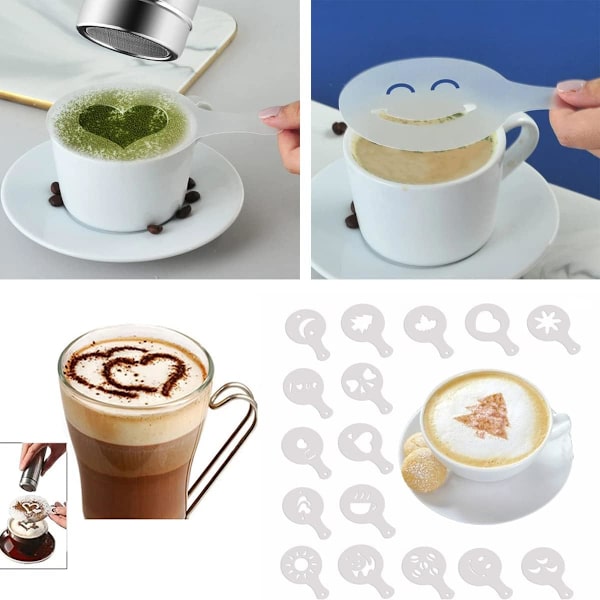 16 stk. Cappuccino Kaffestencils, Cookie Skabeloner, Kage