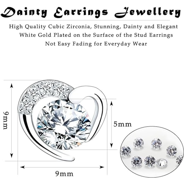 1pair Silver Stud Earrings for Women, Stud Earrings White Gold