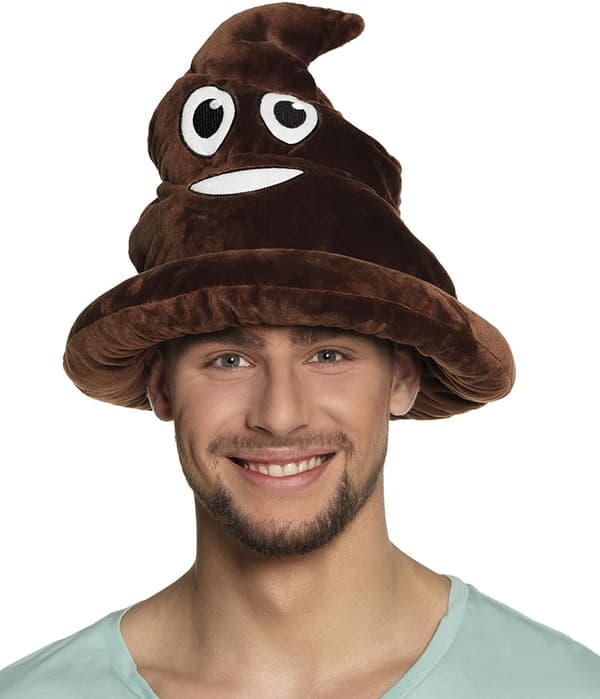 Shithead-hatt for menn, brun, én størrelse, smiley, Tilbehør, tema
