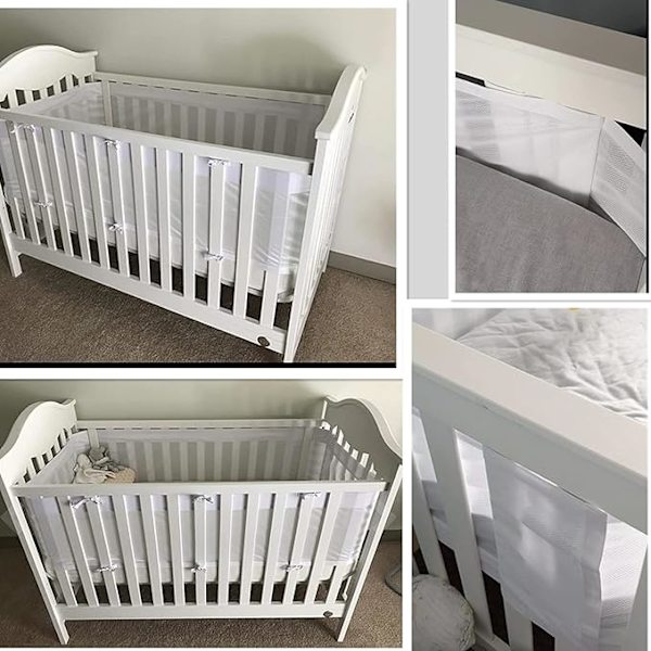 Hvit pustende mesh 4-sidig sengekant, for 4-panel seng