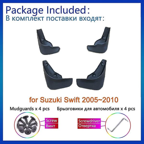 4 stk. Stænklapper til Suzuki Swift 2005~2010 Rs413 413d 415 Forreste og bageste stænklapper Mudflap Flaps Fender Biltilbehør