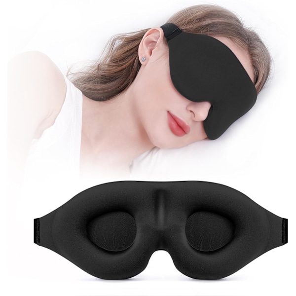 Unimaskos sivumakuulle, 100% valon estävä 3D-unimaskos, pehmeä hengittävä silmäpeite naisille ja miehille, rentouttava