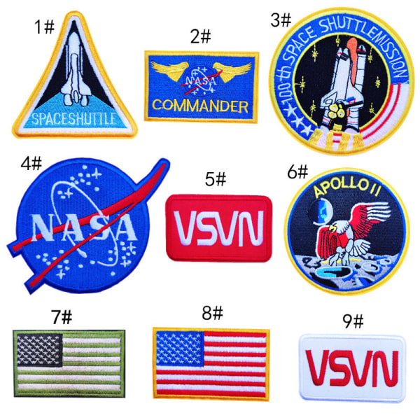 NASA 100. rumfærge Military Mission Logo Iron-On Patches 9