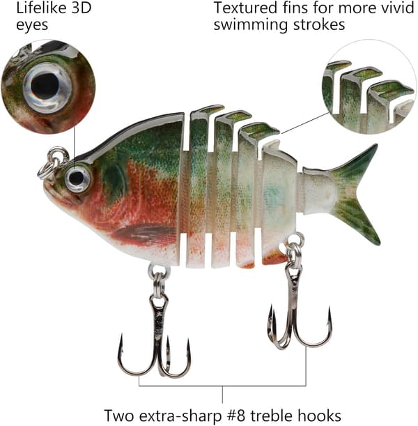 2,5”/0,34oz Hard Bluegill Swimbaits Multi Jointed Topwater Trout