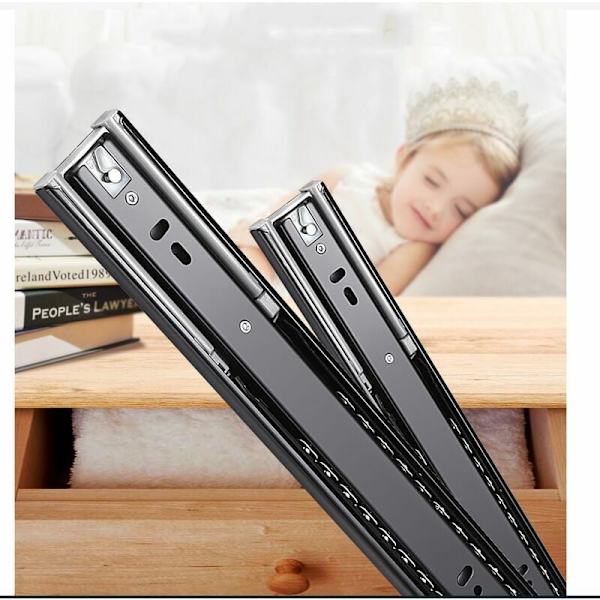 Mjukstängande lådskenor 300 mm, Full extension lådskena robust lastkapacitet 45 kg, 1 par (2 st)(1 par med dämpning 12\" (30cm))