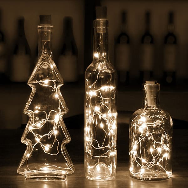 10-pack Vinflaskeljus med Kork, 10 LED Batteridrivna