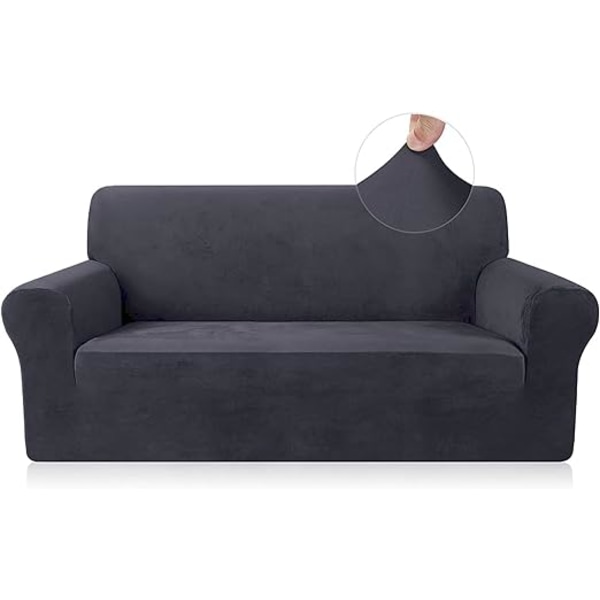 Mörkgrå soffaöverdrag, 2-sits elastiskt tyg, elastiskt
