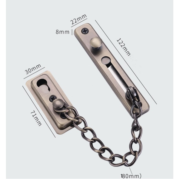 Silver Door Chain Security Door Lock Anti-Theft Door Chain Lock S