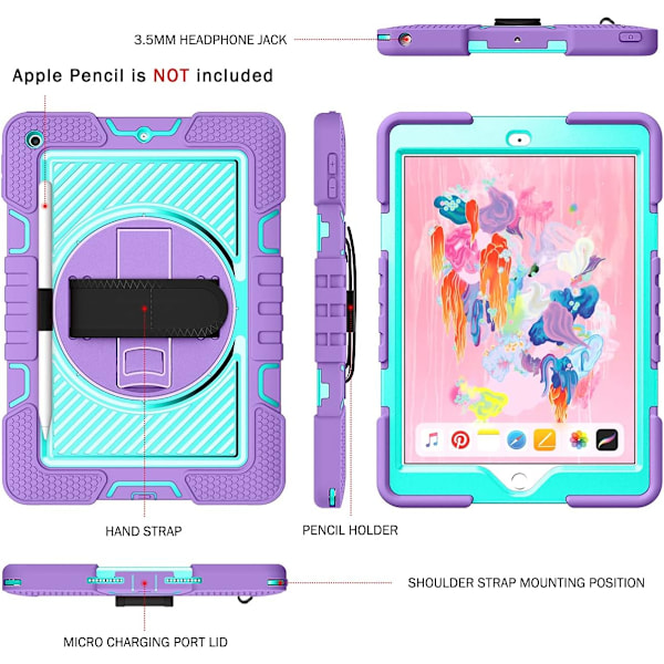 Kotelo iPad 9/8/7 10,2 tuuman (2021/2020/2019 malli, 9./8./7. sukupolvi) S-kynän tuki