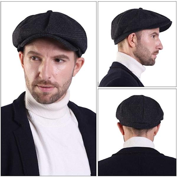 Toppad keps, herrkeps, Gatsby keps, herrballonghatt, tallrikshatt, tidningspojkehatt, bagarpojkehatt, 8-panelad keps, Shelby toppad keps för män, sommar/vinter, justerbar storlek