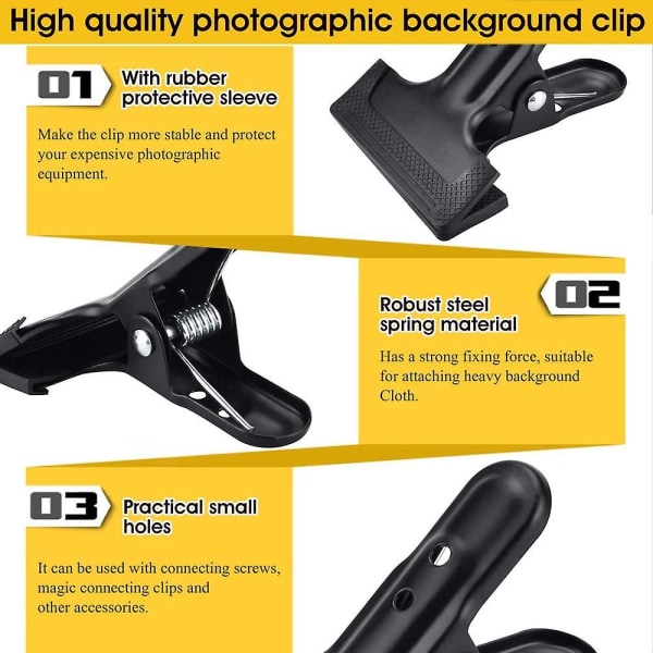 8 st metallfjäderklämma klämma med gummimanschett klämma bromsfjäder 10,5*7,8*6,5cm för fotobakgrund fotostudio träbearbetning - svart