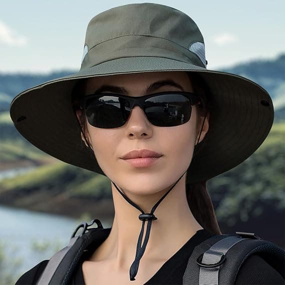 Dame Solhat UV-beskyttelse Hestehale Hat til Strandfiskeri＆Hiki