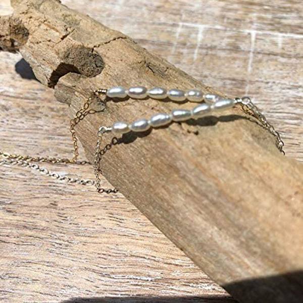 1 kpl (Kulta) Luonnonmakeanveden helmi jalka-ketju Käsintehty Boho