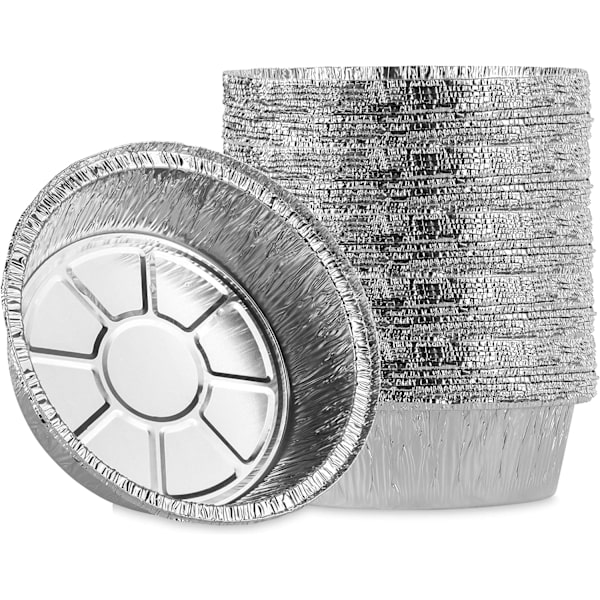 Plasticpro 6\" tums runda aluminiumfolie kakformar engångsbruk, frys- och ugnssäkra - för bakning, matlagning, stekning, 60-pack