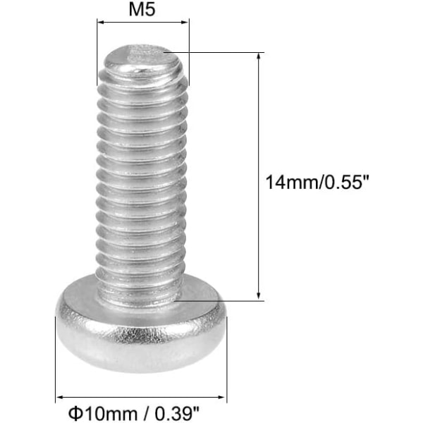 M5x14mm maskinskruv Phillips-huvudskruvar Fästbultar 50 st
