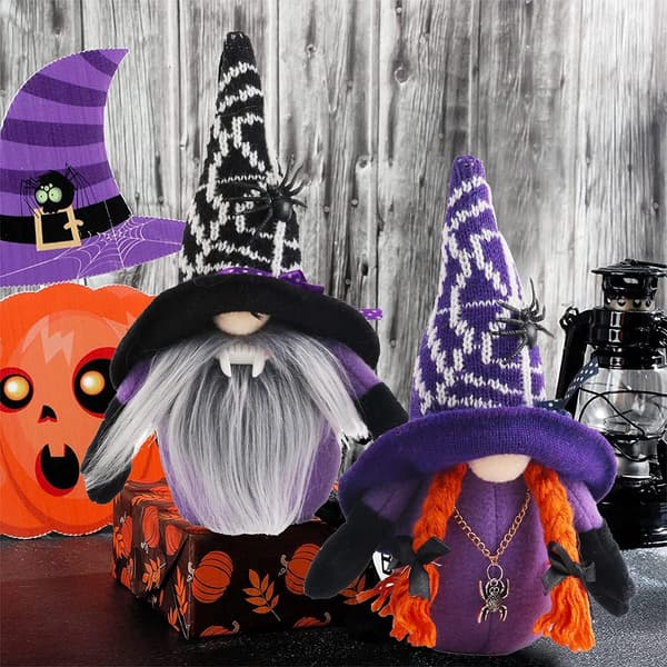 2 stk Halloween Gnome Dukker, Halloween Gnome Par af Søde Plys