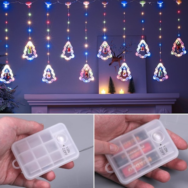 Julelys, 10 trelys 120 LED julepynt innendørs, batteridrevet julevindulys 9,8
