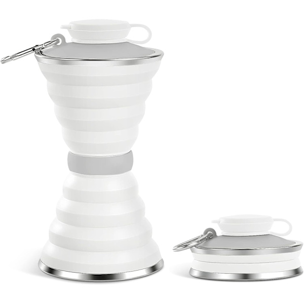 BPA-fri sammenklappelig vandflaske med karabinhage 500 ml (grå), Spo