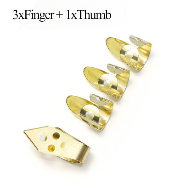 Set med 3 fingerplock + 1 tum - Metall/Guld - Justerbar