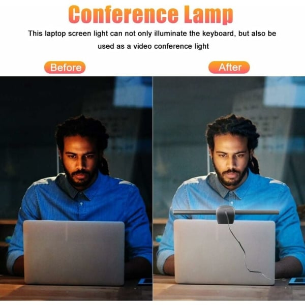LED-lampa för bärbar dator, bärbar datorlampa för videokonferenser, skrivbordslampa,