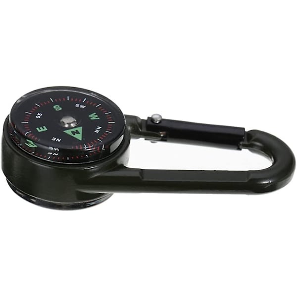 1 st kompass camping klättring vandring mini metall 3-i-1 multifunktionell karbinhake kompass termometer snäppkrok nyckelring kompass utomhusklättring överlevnad