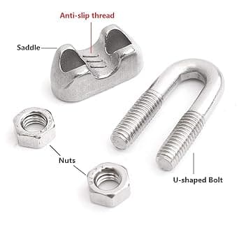 Kabelbindere 304 Rustfritt Stål U-Bolt M3 Sadelklemme for Ø 3mm
