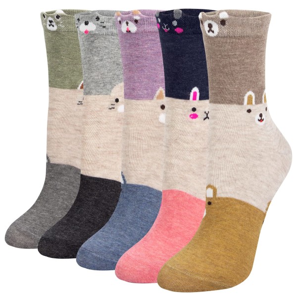 5 pairs of women's socks funny cute animals