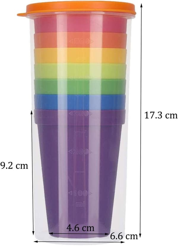 Plastik Kopper, 7 stk. Stabelbare 200ml, Genanvendelige Plastik