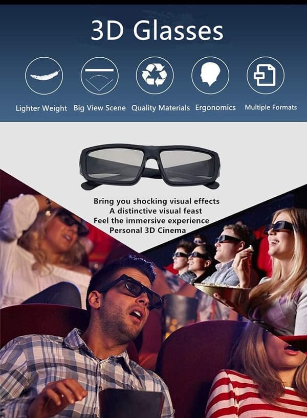 4 st Non-Flash Cirkelpolariserande 3D-glasögon Alla IMAX Non-Flash