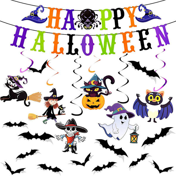 Halloween-juhlatyylikitti - Pyörivät riippuva Happy Halloween -koristeet
