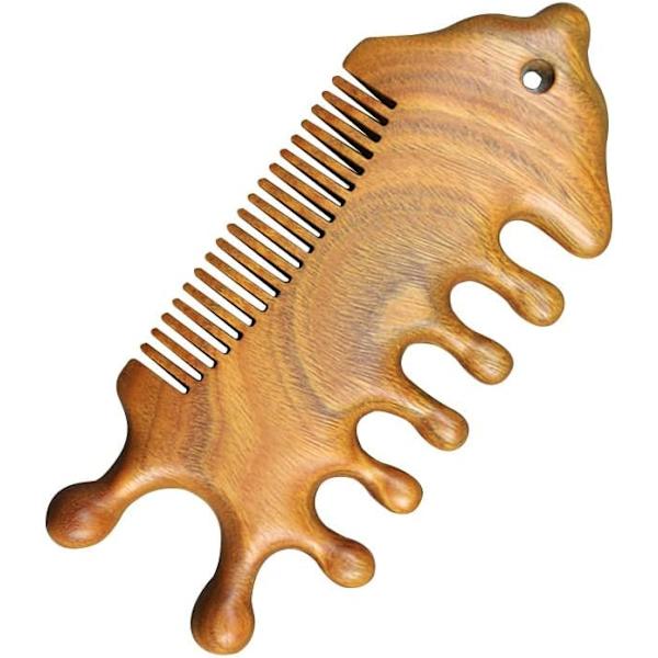 Äkta Grön Sandelträ Bred Kam Gua Sha Skrapkam Scalp