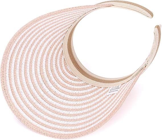 Sommerhatt for kvinner med bred brem, rosa stråhatt
