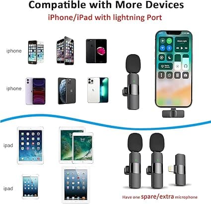 Trådløs Profesjonell Lavalier Mikrofon for iPhone, iPad -