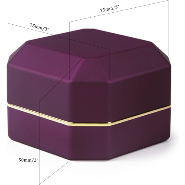 Luxury Square Velvet Ring Box with LED Light for Marriage