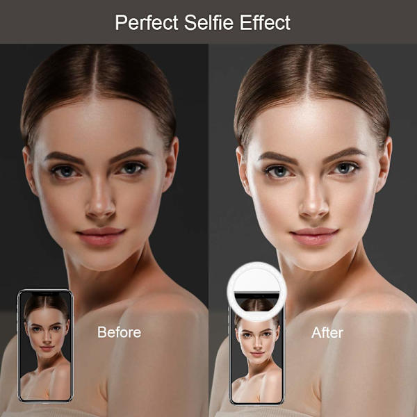 Bærbar klips-på selfie-lys med 36 LED-lys for smarttelefonfotografering, kamera video