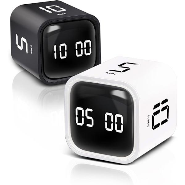 2-pack roterande Pomodoro-timer, rotationstimer, 5/10/30/60 minuter och anpassad nedräkning, produktivitetstimer, paus och