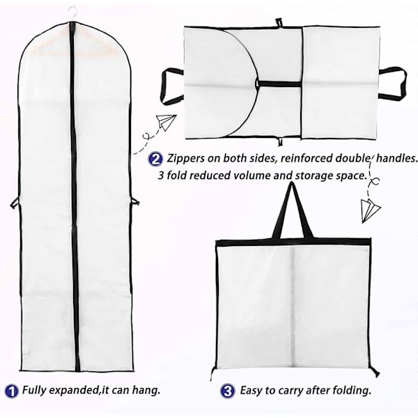60x180cm (1 kpl) Hääpukupeite Pitkä Takkipeite Morsiamelle ja Morsiusneitoille