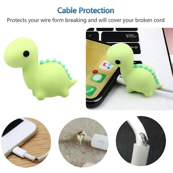Telefonlader Ledningsbeskytter Dyr - 3stk Ledningsbeskytter - Plast Jurassic Dyr Bite Ledningsbeskytter Datakabelbeskytter