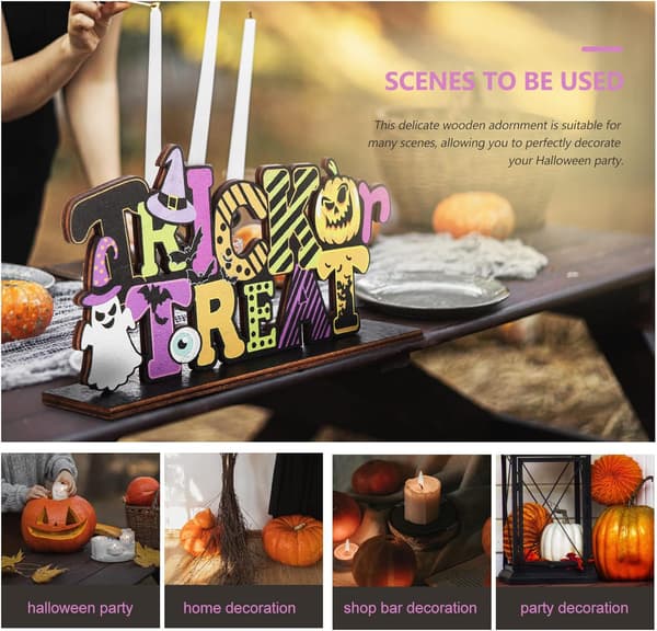 1 stykke Halloween-dekorasjon, tredekorasjon, tre
