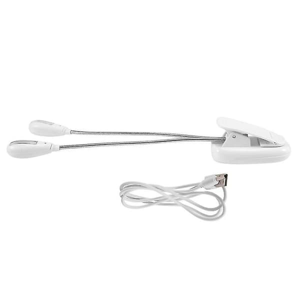 Musikstand Lys, Hvid Clip On Led Boglys, Usb Og Aaa Bat
