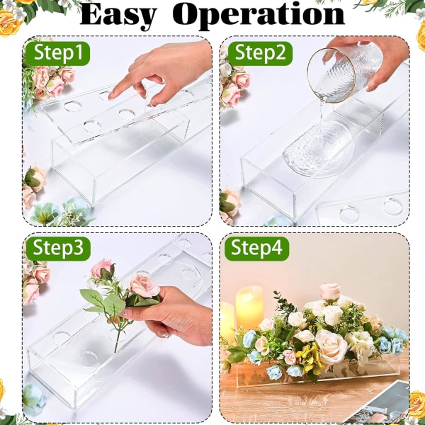 1 stycke 12-hålig transparent akrylvas, rektangulär blomma